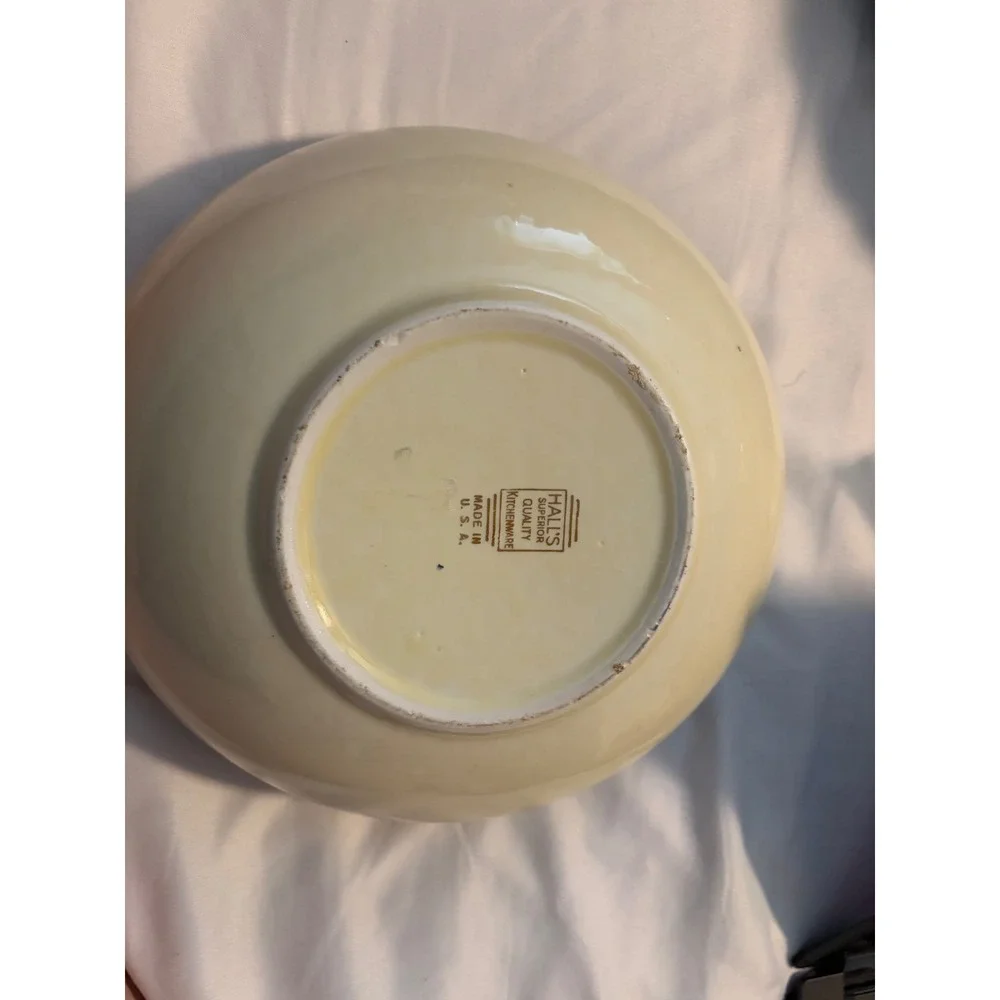 Hall China Serving Bowl Vintage Floral‎ Lattice Cream Gold Trim 9 Inch
